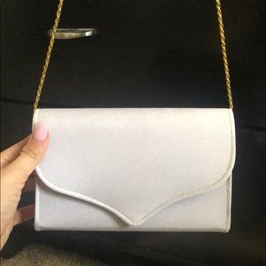Silver clutch w/gold chain
